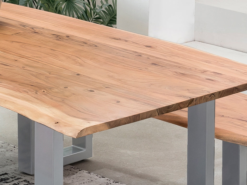 TABLES & CO Tisch 140 x 80 cm, Platte natur, Gestell silber – Bild 14