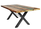 TABLES & CO Tisch 220x100 cm, Altholz bunt lackiert – Platte bunt, Gestell schwarz – Bild 2