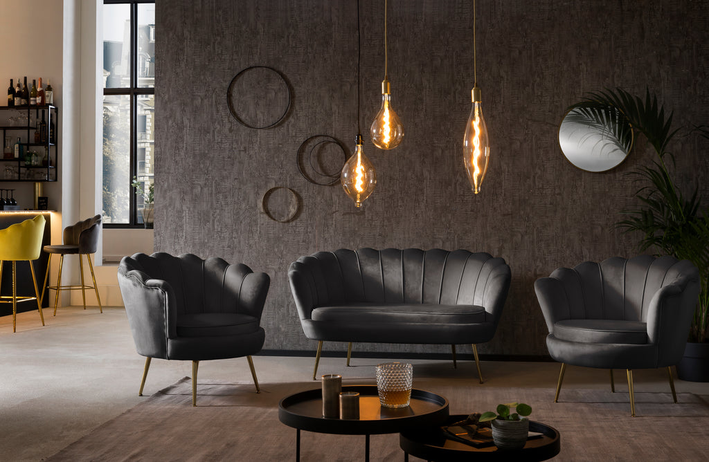 Sales Fever - Muschelsofa aus Samt Schwarz