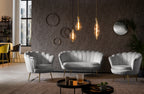 Sales Fever - Muschelsofa aus Samt Hellgrau