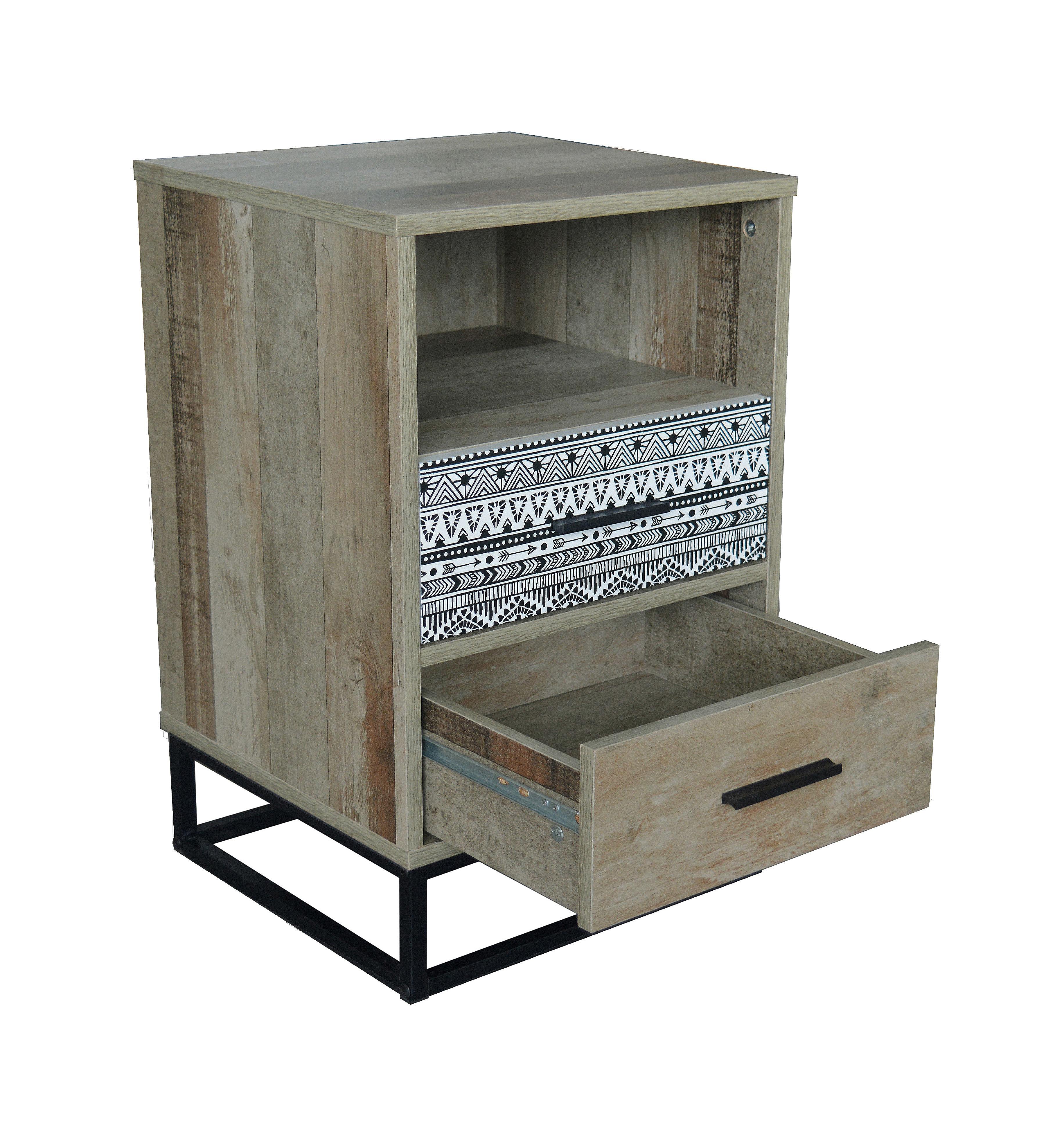 MAILBOX Nachtkommode – Natur mit grau gemustert – Bild 4