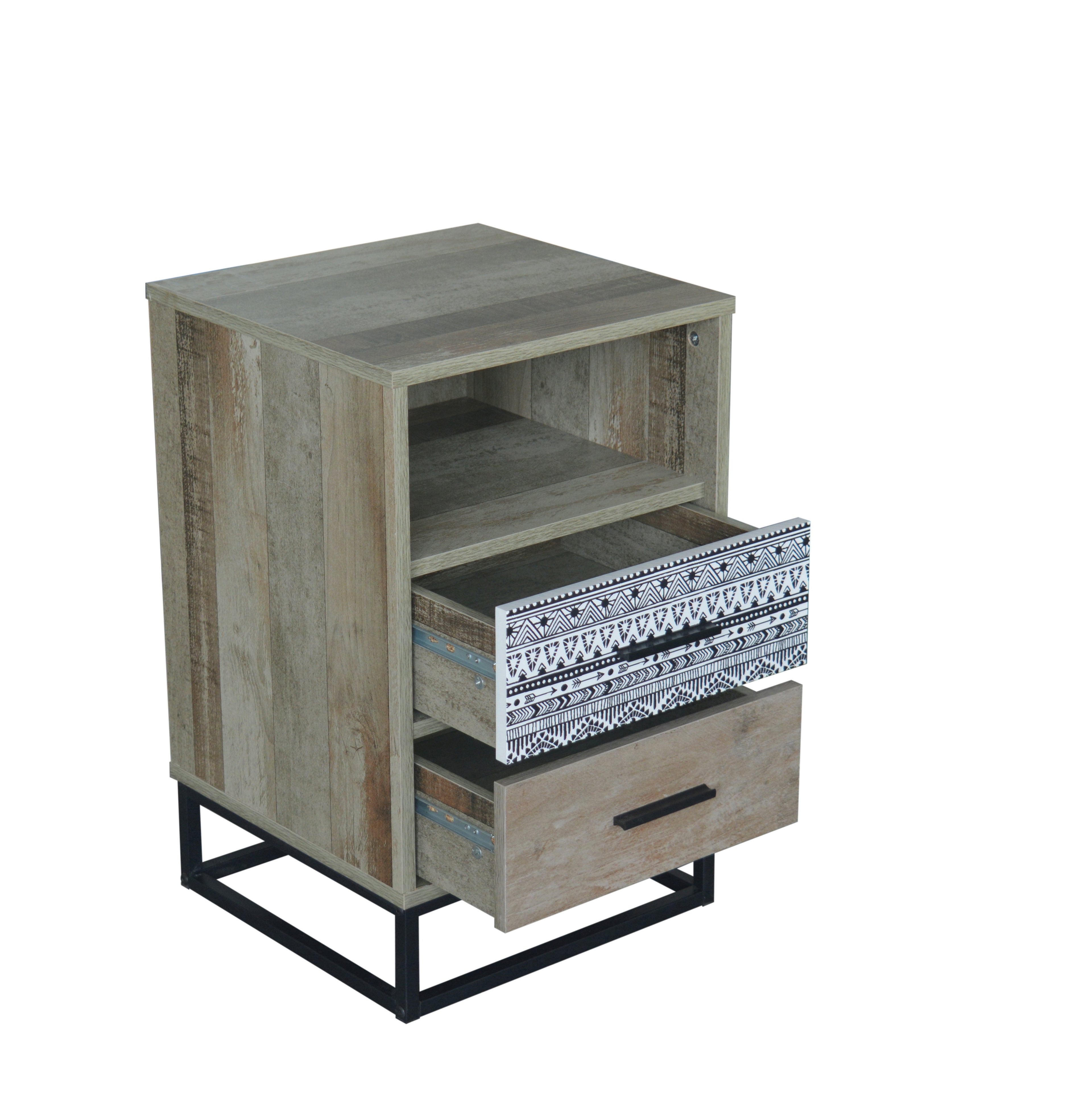 MAILBOX Nachtkommode – Natur mit grau gemustert – Bild 5