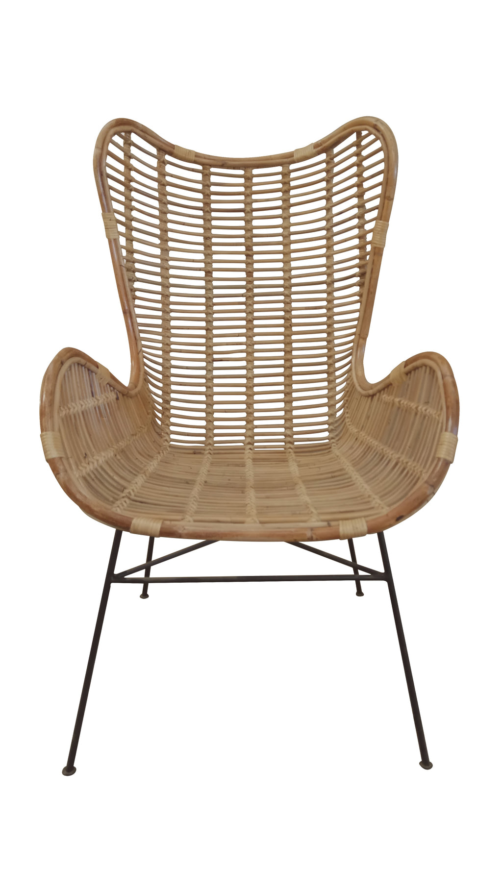 RATTAN Sessel – Natur, Gestell antikschwarz