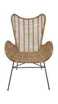 RATTAN Sessel – Natur, Gestell antikschwarz