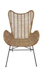RATTAN Sessel – Natur, Gestell antikschwarz