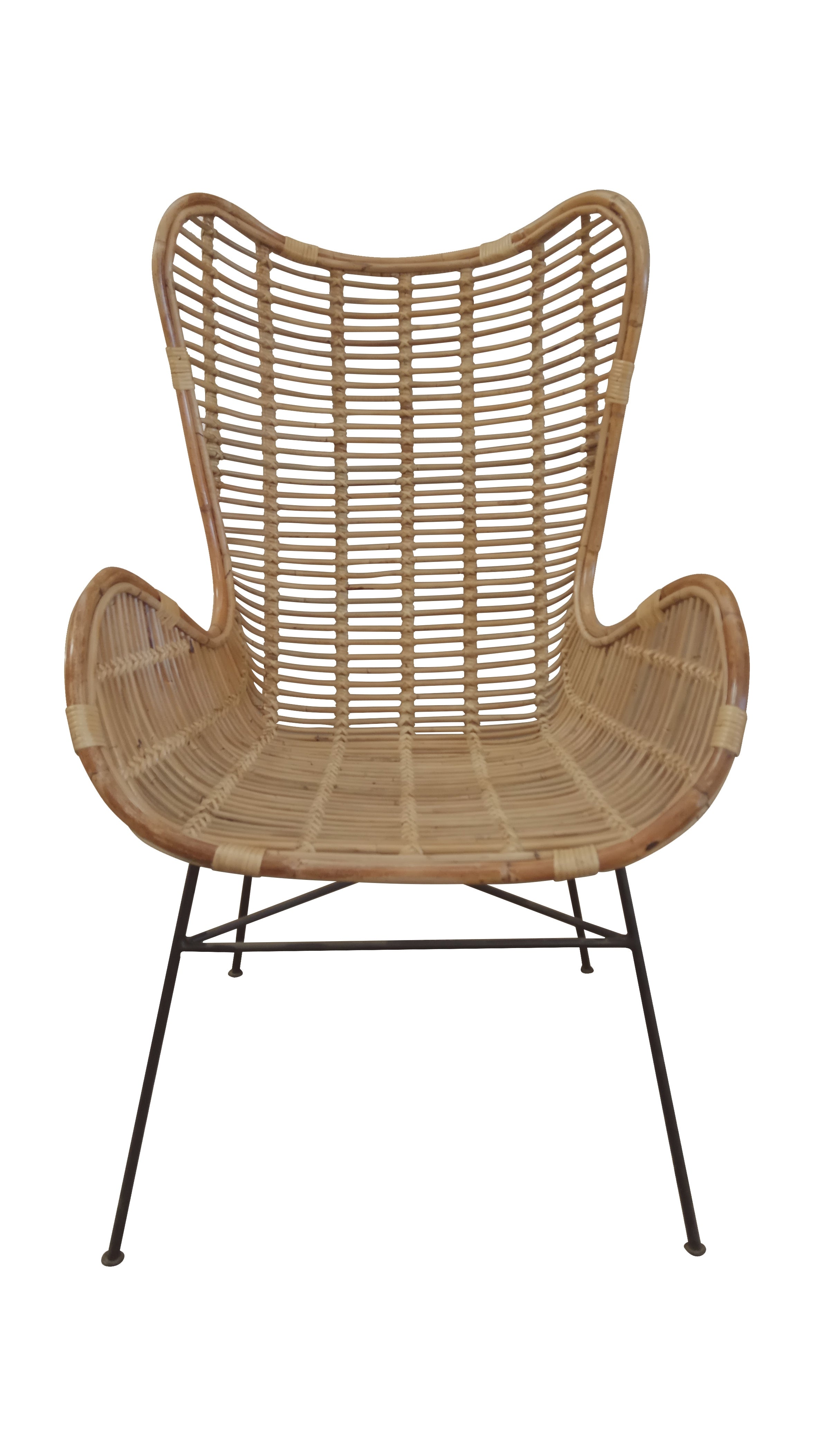 RATTAN Sessel – Natur, Gestell antikschwarz
