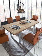 TABLES & CO Tisch 180x90 cm, Wildeiche, silbernes Gestell – Platte natur, Gestell antiksilbern – Bild 2