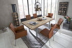 TABLES & CO Tisch 200x100 cm, Wildeiche, silbernes Gestell – Platte natur, Gestell antiksilbern – Bild 4