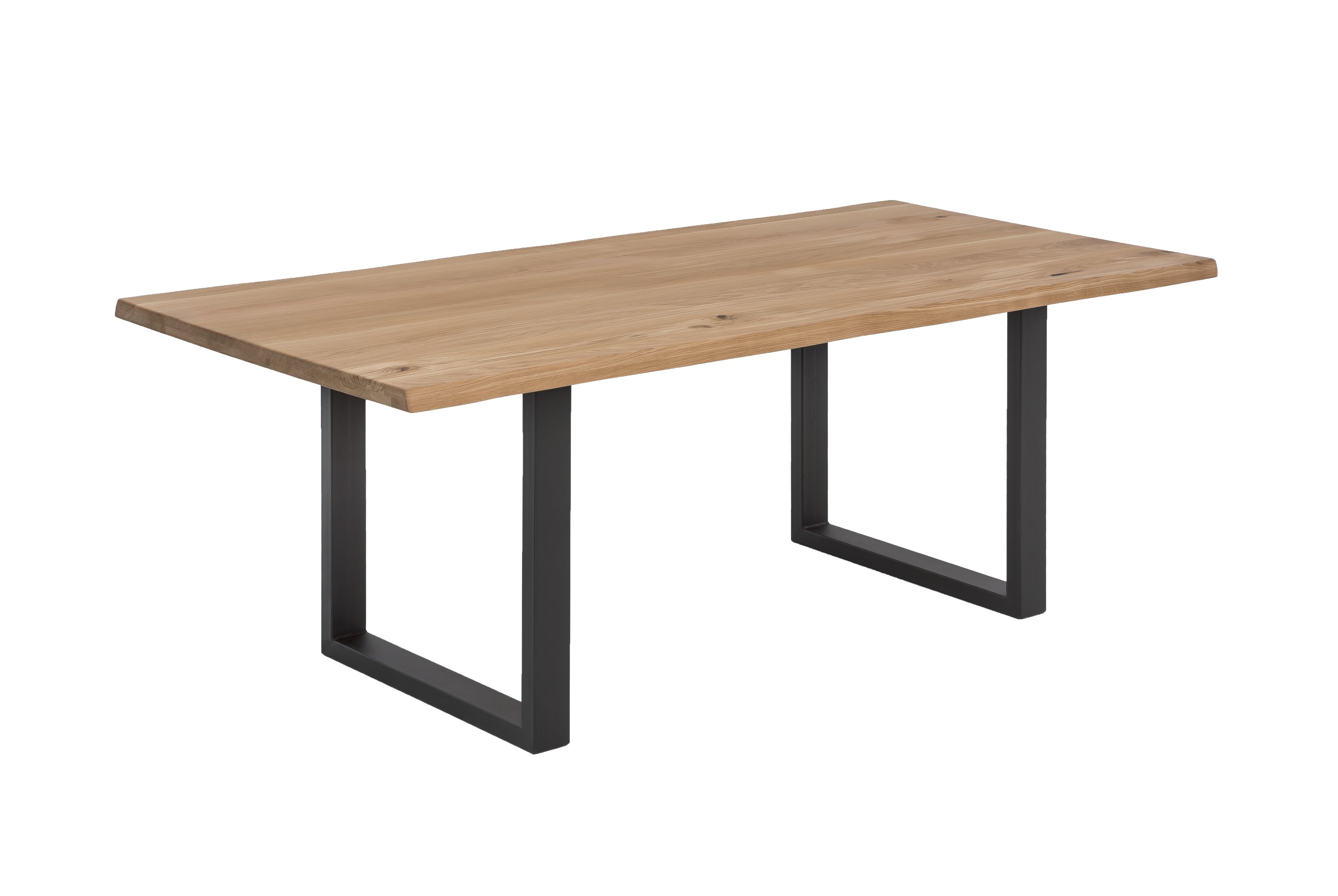 TABLES & CO Tisch 140x80 cm, Wildeiche, schwarzes Gestell – Platte natur, Gestell antikschwarz