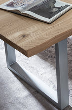 TABLES & CO Tisch 200x100 cm, Wildeiche, silbernes Gestell – Platte natur, Gestell antiksilbern – Bild 6