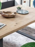 TABLES & CO Tisch 140x80 cm, Wildeiche, schwarzes Gestell – Platte natur, Gestell antikschwarz – Bild 2