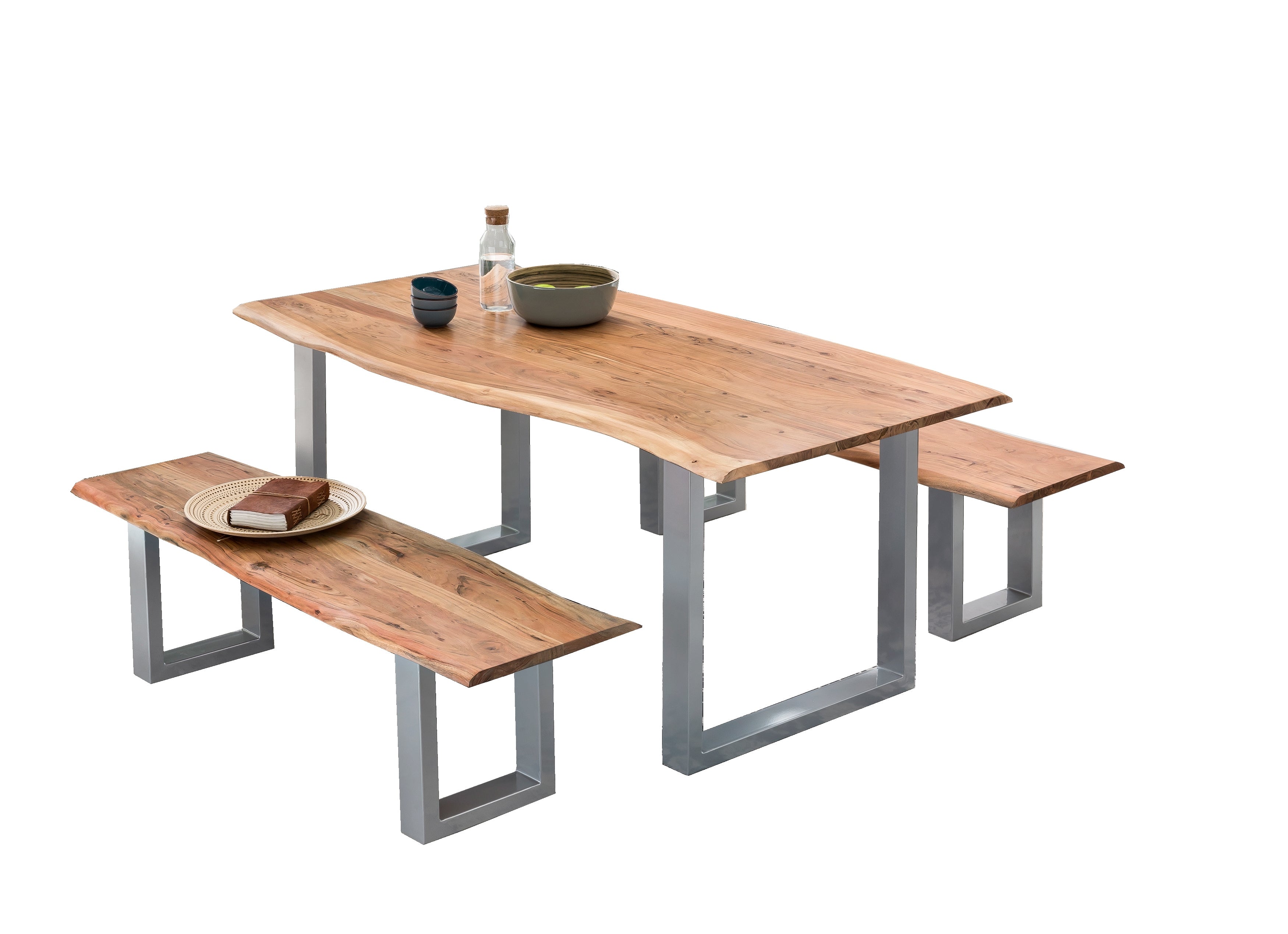 TABLES & CO Tisch 140 x 80 cm, Platte natur, Gestell silber – Bild 17