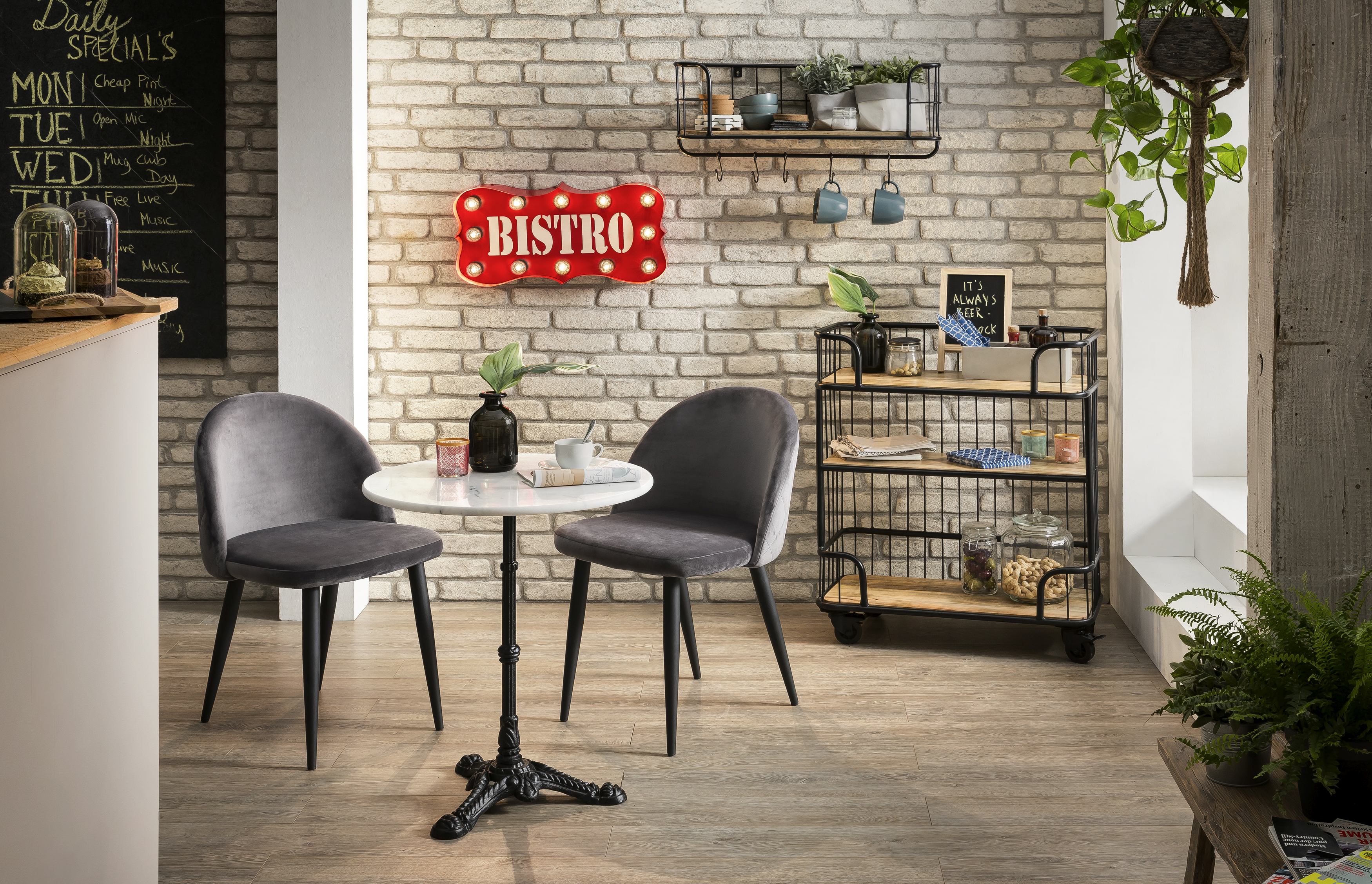 SIT&CHAIRS Stuhl, 2er-Set – Gestell schwarz, Bezug dunkelgrau – Bild 6