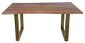 TABLES & CO Tisch 160 x 85 cm, Platte nussbaumfarbig, Gestell messingfarbig – Platte nussbaumfarbig, Gestell messingfarbig