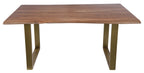 TABLES & CO Tisch 160 x 85 cm, Platte nussbaumfarbig, Gestell messingfarbig – Platte nussbaumfarbig, Gestell messingfarbig