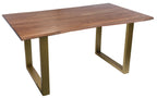 TABLES & CO Tisch 160 x 85 cm, Platte nussbaumfarbig, Gestell messingfarbig – Platte nussbaumfarbig, Gestell messingfarbig – Bild 2