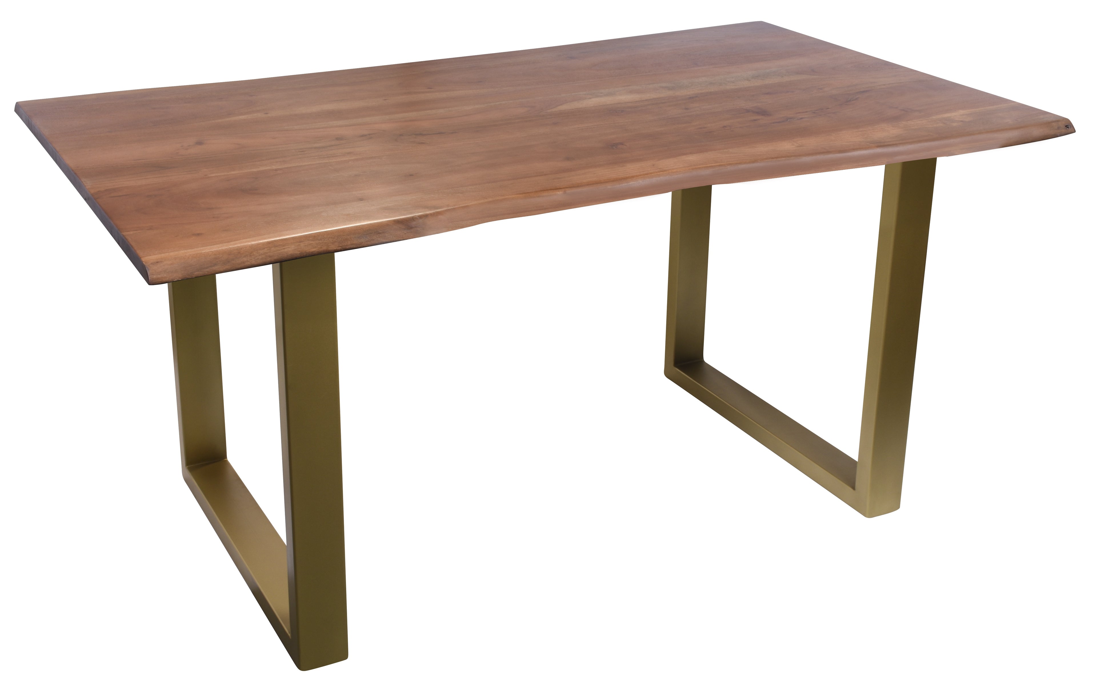 TABLES & CO Tisch 160 x 85 cm, Platte nussbaumfarbig, Gestell messingfarbig – Platte nussbaumfarbig, Gestell messingfarbig – Bild 2