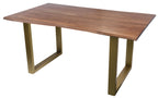 TABLES & CO Tisch 160 x 85 cm, Platte nussbaumfarbig, Gestell messingfarbig – Platte nussbaumfarbig, Gestell messingfarbig – Bild 3