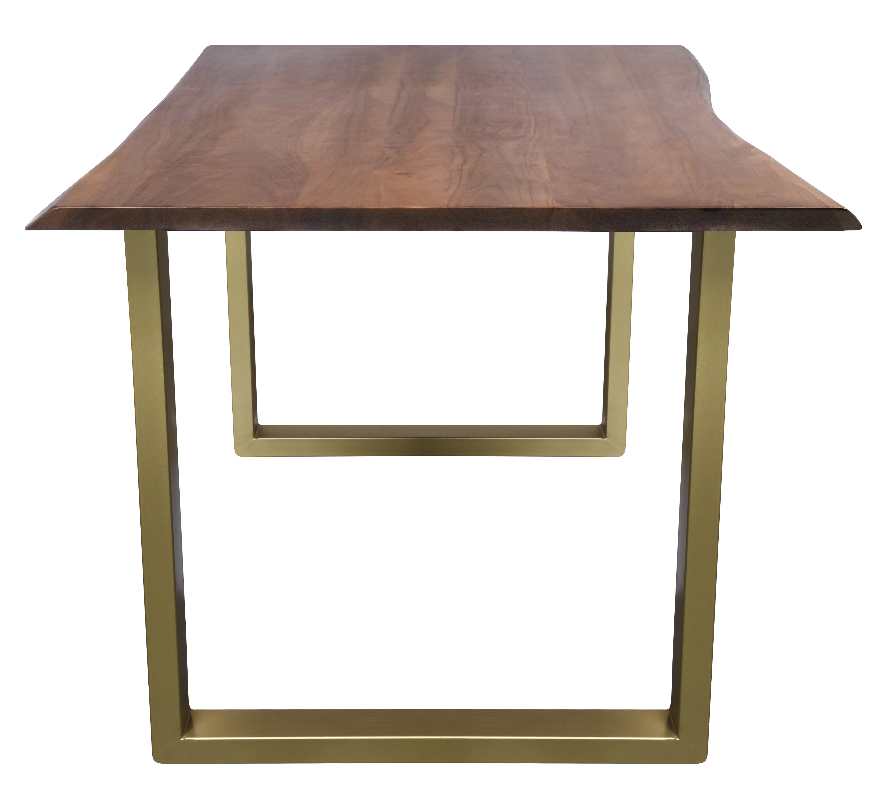 TABLES & CO Tisch 160 x 85 cm, Platte nussbaumfarbig, Gestell messingfarbig – Platte nussbaumfarbig, Gestell messingfarbig – Bild 4