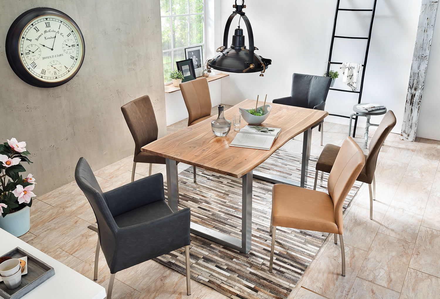 TABLES & CO Tisch 140 x 80 cm, Platte natur, Gestell silber – Bild 18