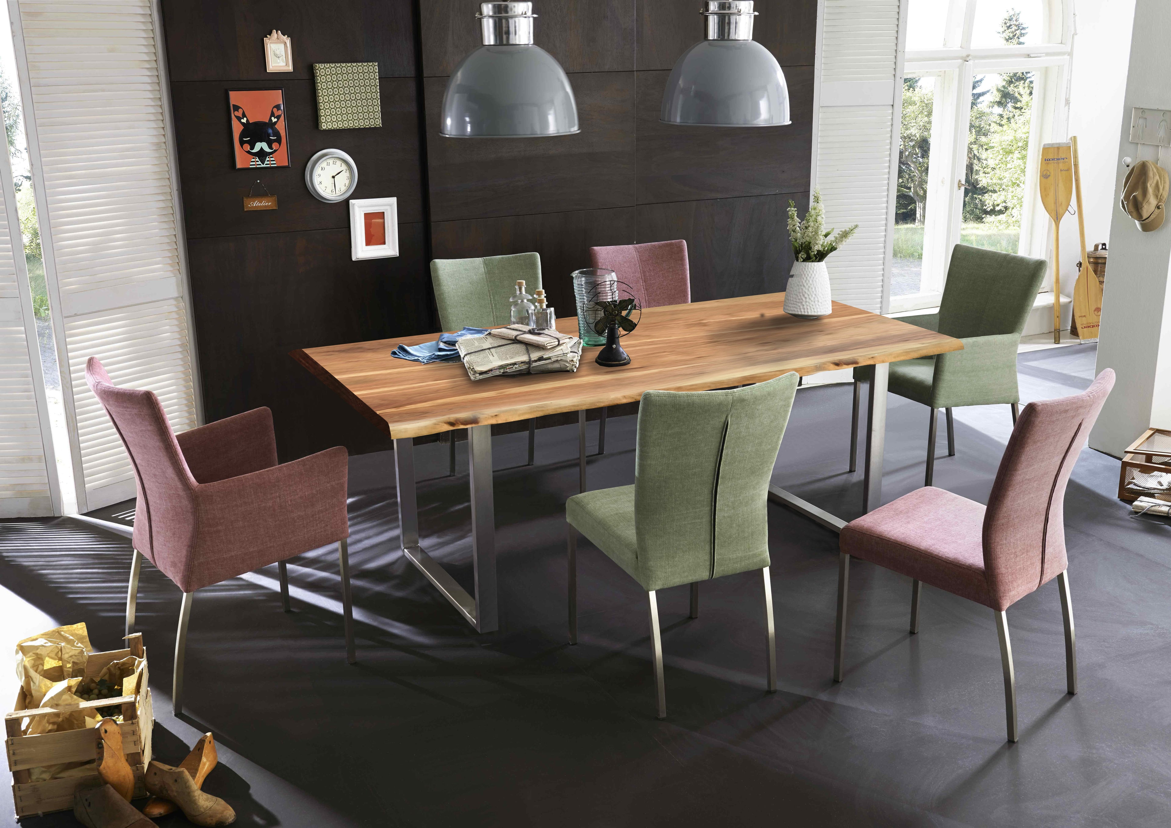 TABLES & CO Tisch 140 x 80 cm, Platte natur, Gestell silber – Bild 21