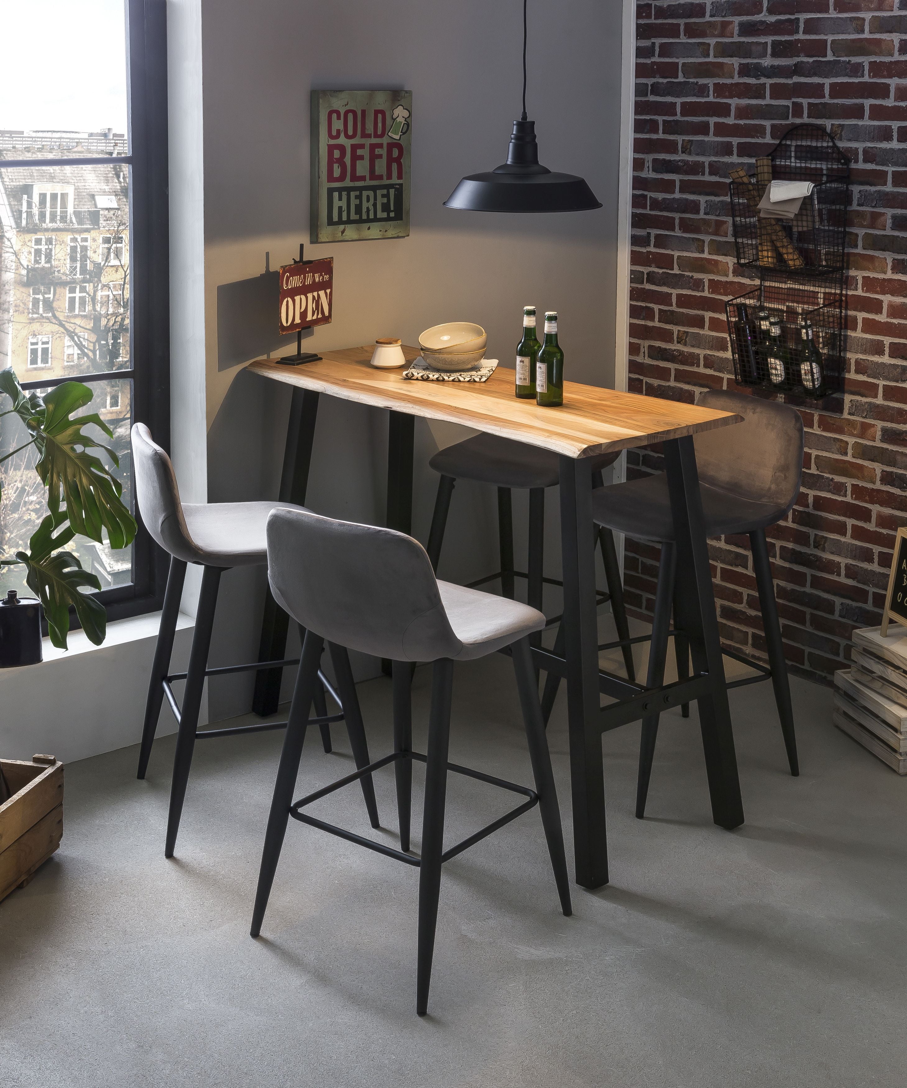 TABLES & CO Stehtisch 124,5x51 cm – Platte natur, Gestell antikschwarz – Bild 3