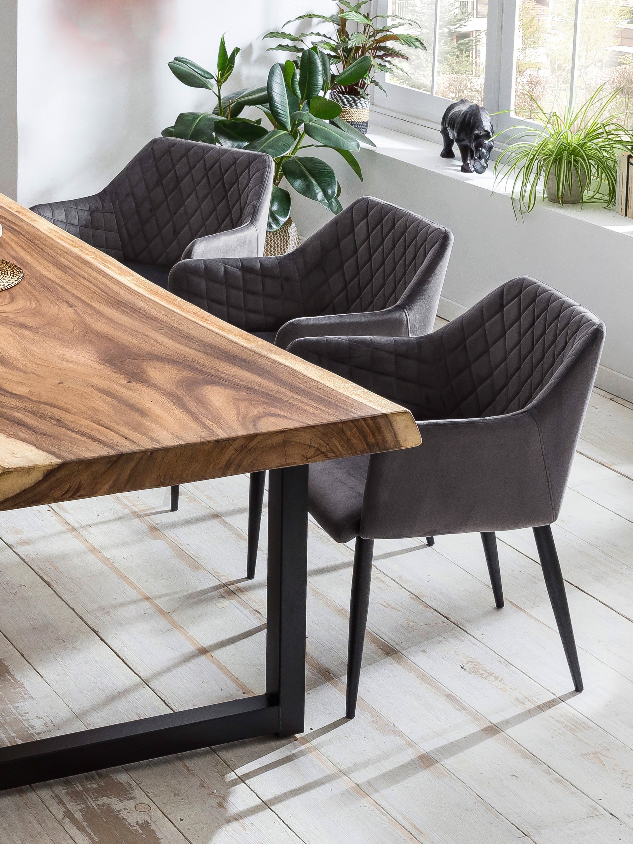 SIT&CHAIRS Armlehnstuhl, 2er-Set – Gestell schwarz, Bezug dunkelgrau – Bild 6