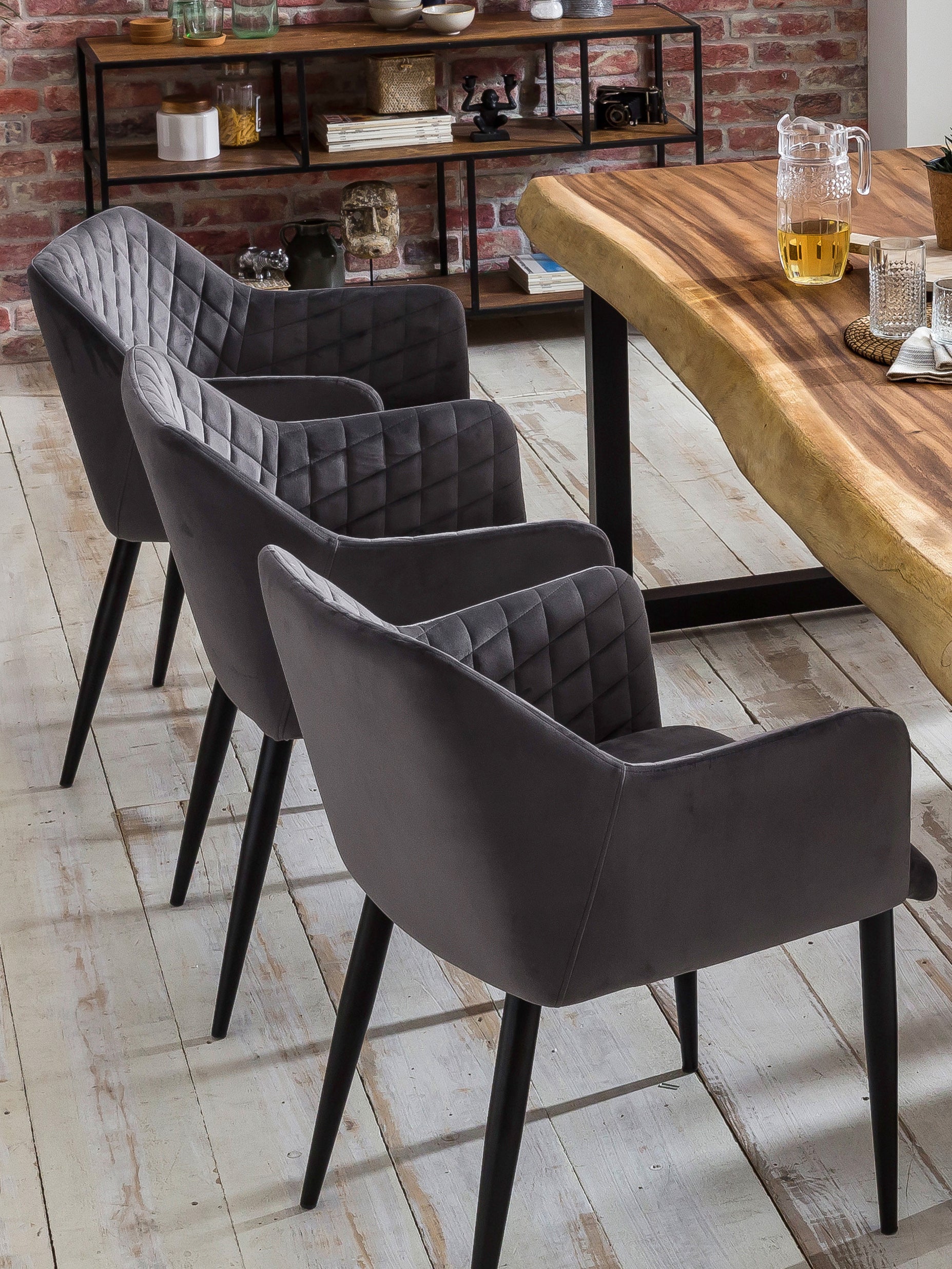 SIT&CHAIRS Armlehnstuhl, 2er-Set – Gestell schwarz, Bezug dunkelgrau – Bild 7