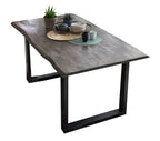 TABLES & CO Tisch 160x85 cm, Mango grau sägerau, Gestell schwarz – Platte grau, Gestell schwarz lackiert