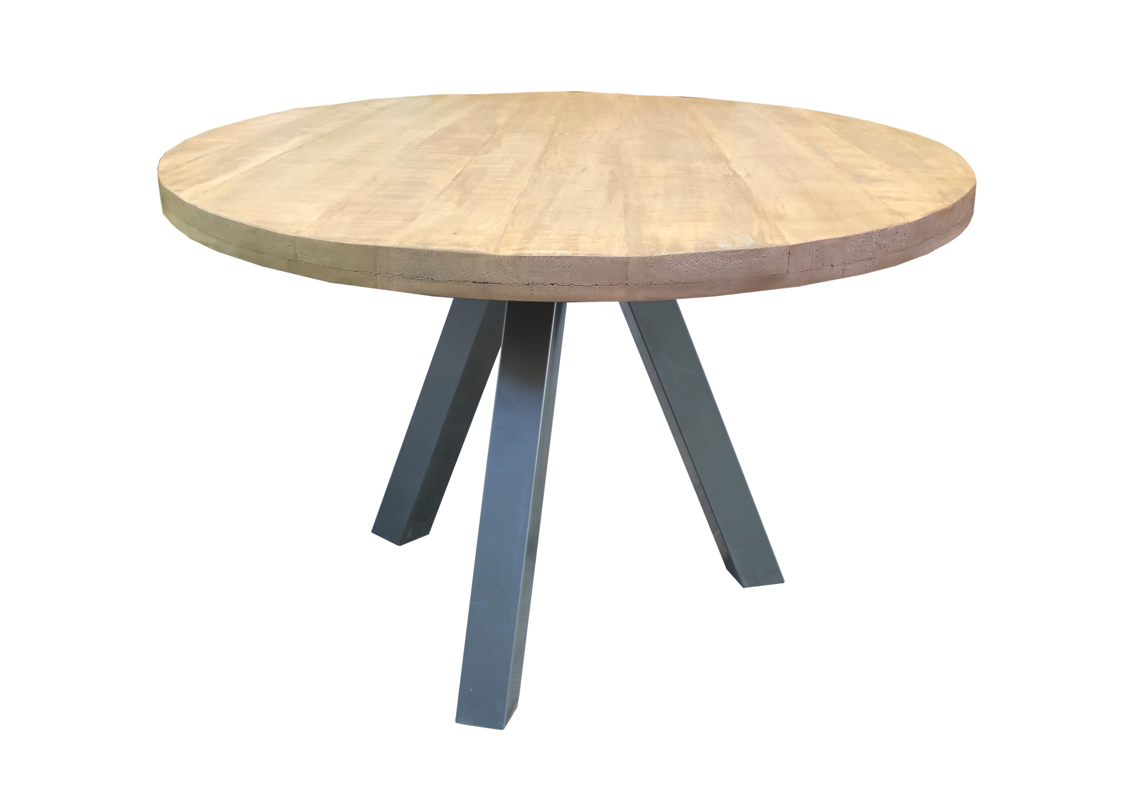 TABLES & CO Tisch 120x120 cm – Platte natur, Beine Gun Metal-grau