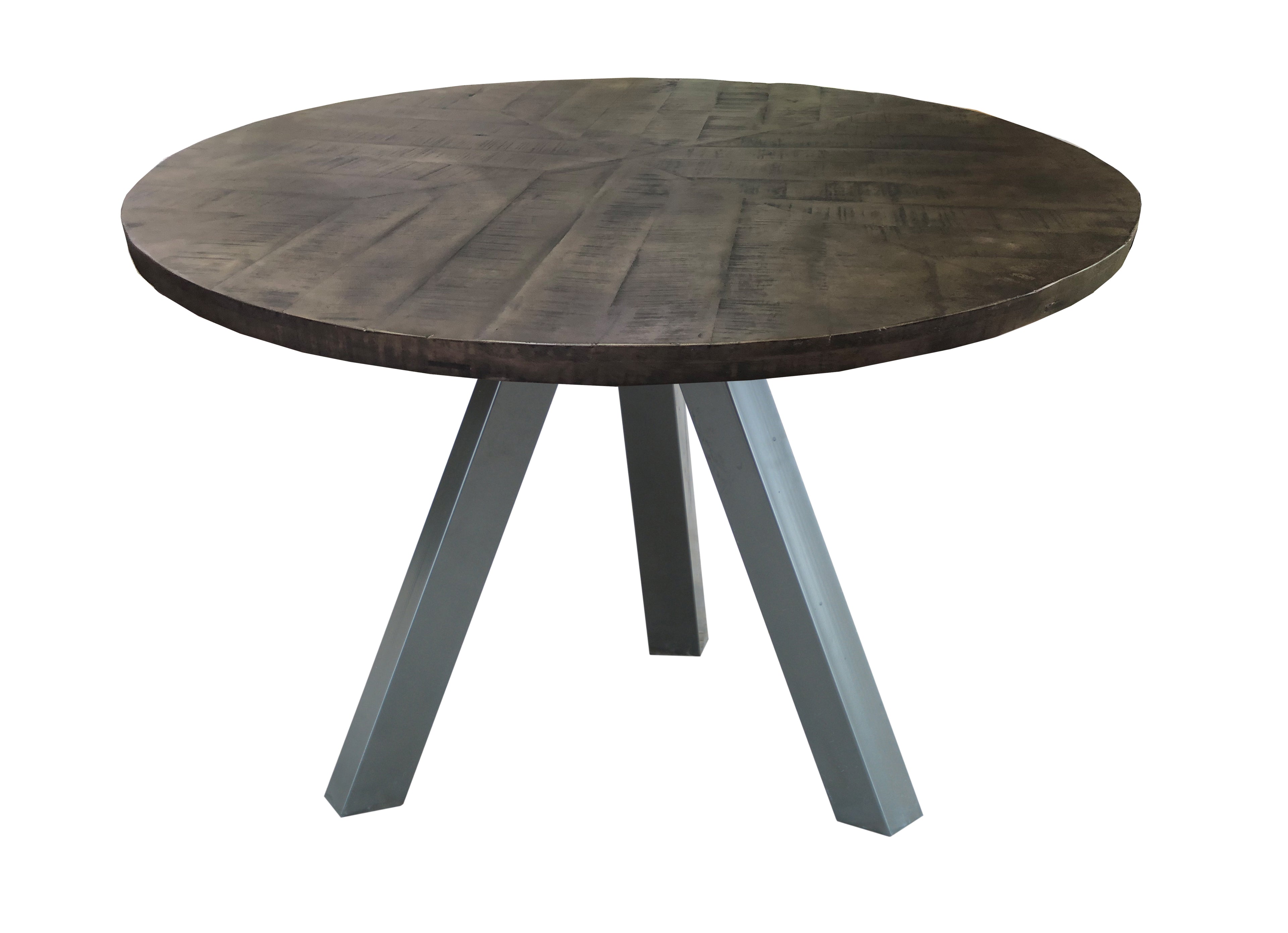 TABLES & CO Tisch 120x120 cm – Platte grau, Beine antiksilber