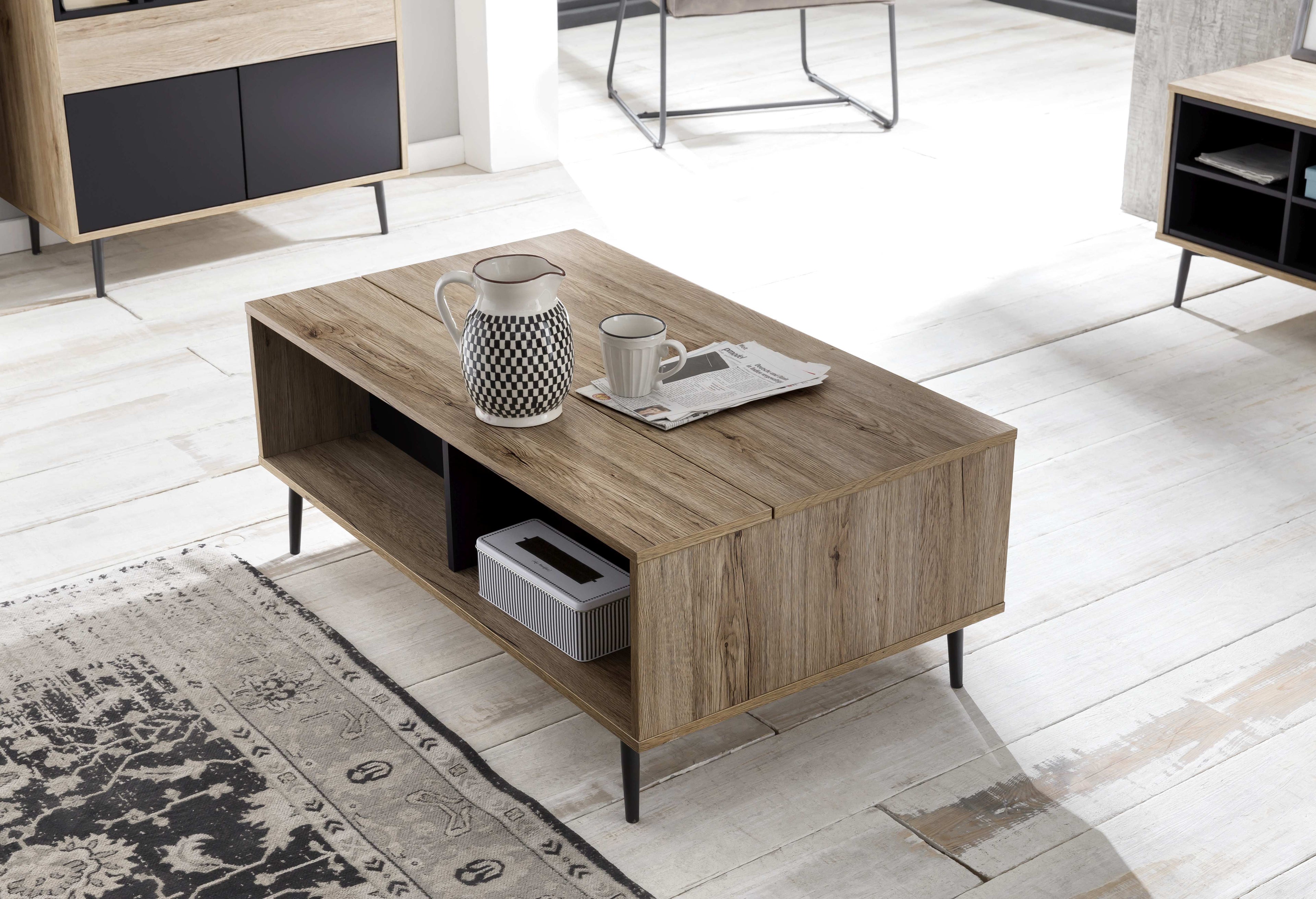 MAILBOX Couchtisch – Dunkel anthrazit und natur – Bild 8