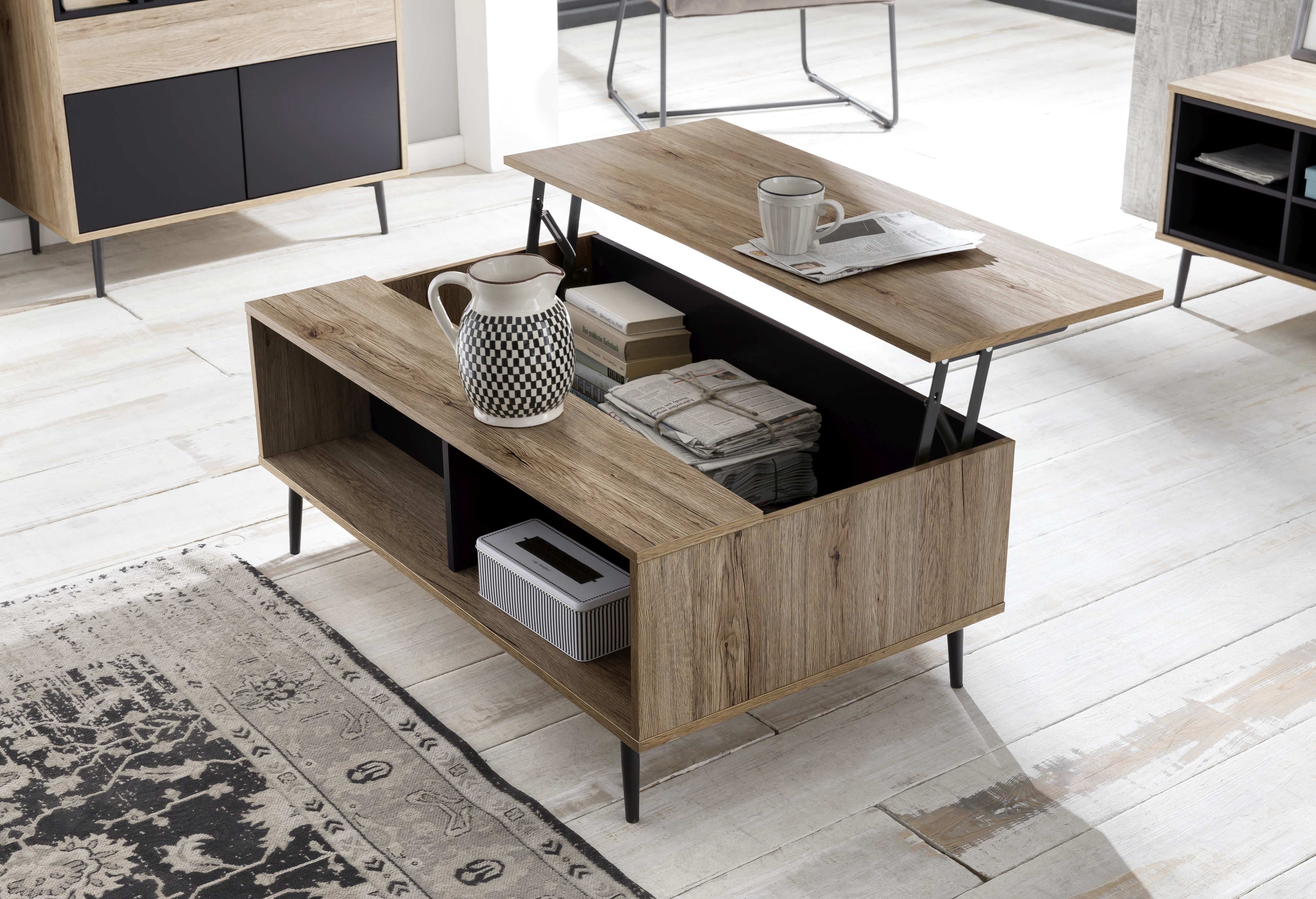 MAILBOX Couchtisch – Dunkel anthrazit und natur – Bild 9