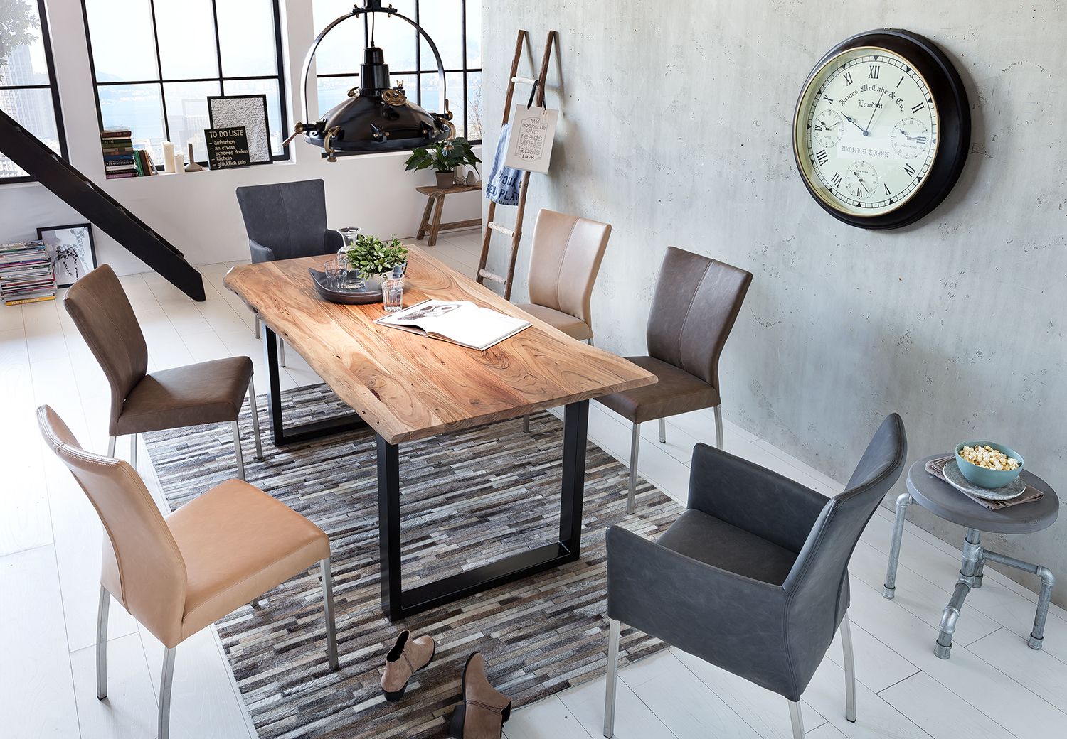 TABLES & CO Tisch 220x100 cm, Akazie natur, 56 mm – Platte natur, Gestell schwarz – Bild 11