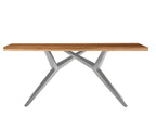 TABLES & CO Tisch 220x100 cm – Platte natur, Gestell antiksilber