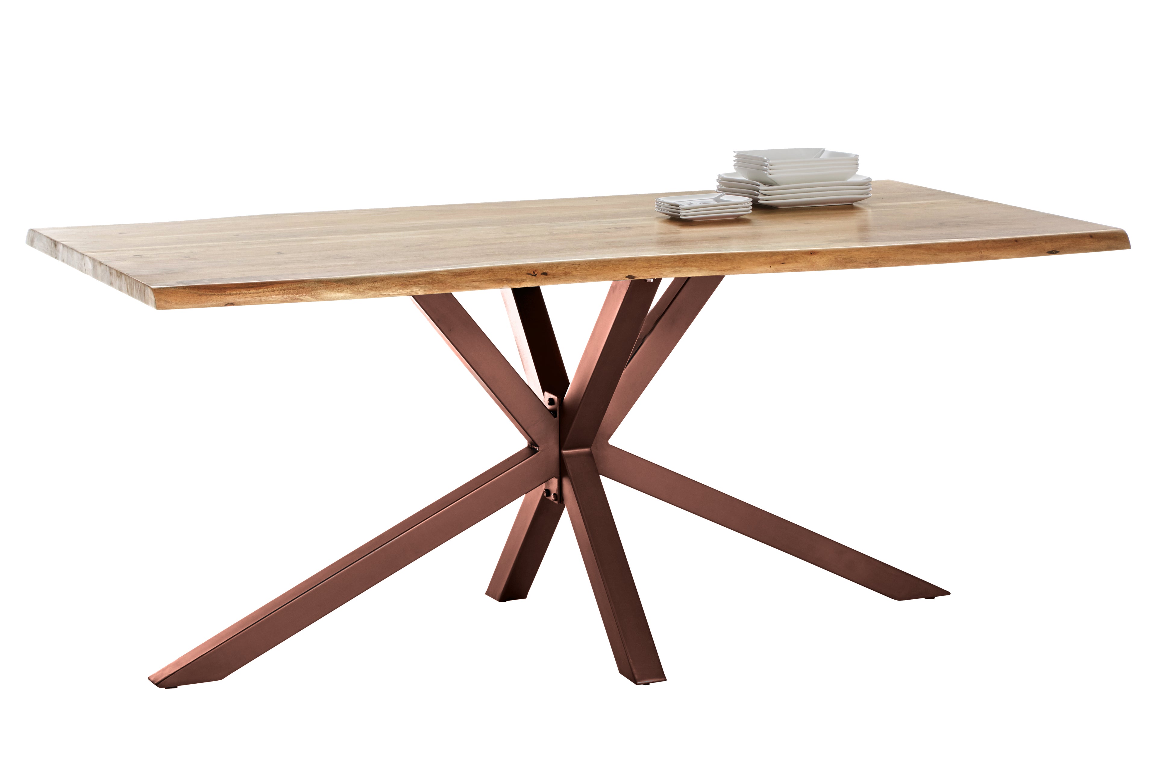 TABLES & CO Tisch 160x85 cm, Akazie natur – Platte natur, Gestell braun