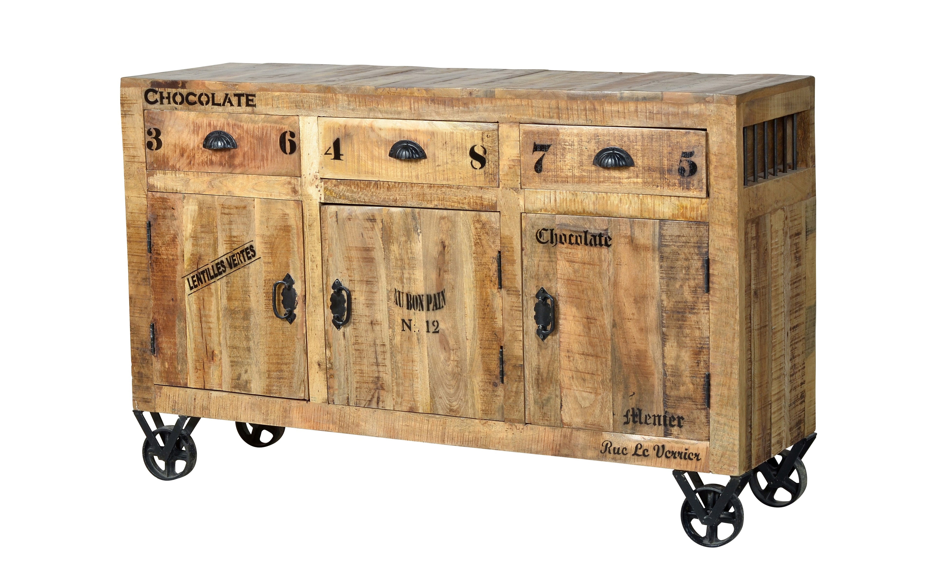 RUSTIC Sideboard – Natur antik mit antikschwarzen Beschlägen – Bild 2