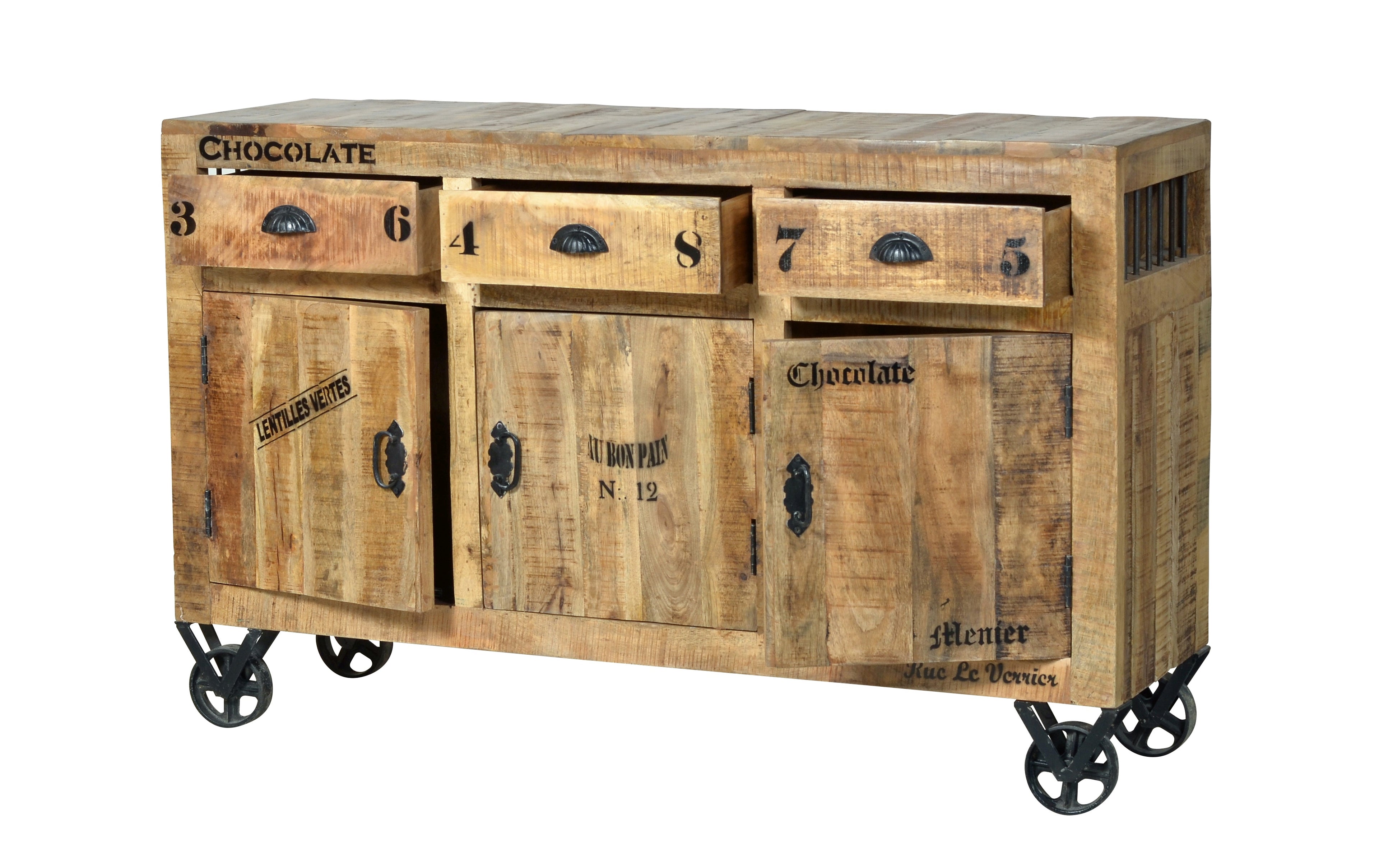 RUSTIC Sideboard – Natur antik mit antikschwarzen Beschlägen – Bild 3