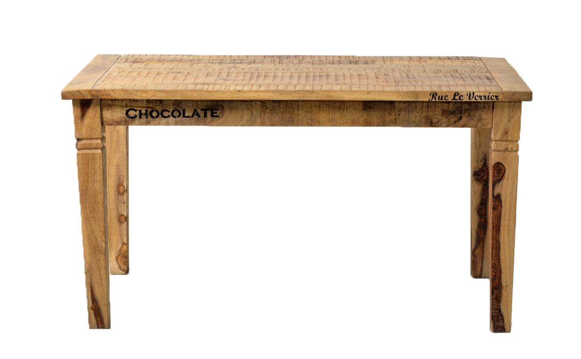 RUSTIC Tisch 140 x 70 cm – Natur antik mit antikschwarzen Beschlägen