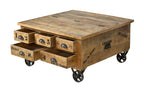 RUSTIC Couchtischtruhe – Natur antik mit antikschwarzen Beschlägen – Bild 3