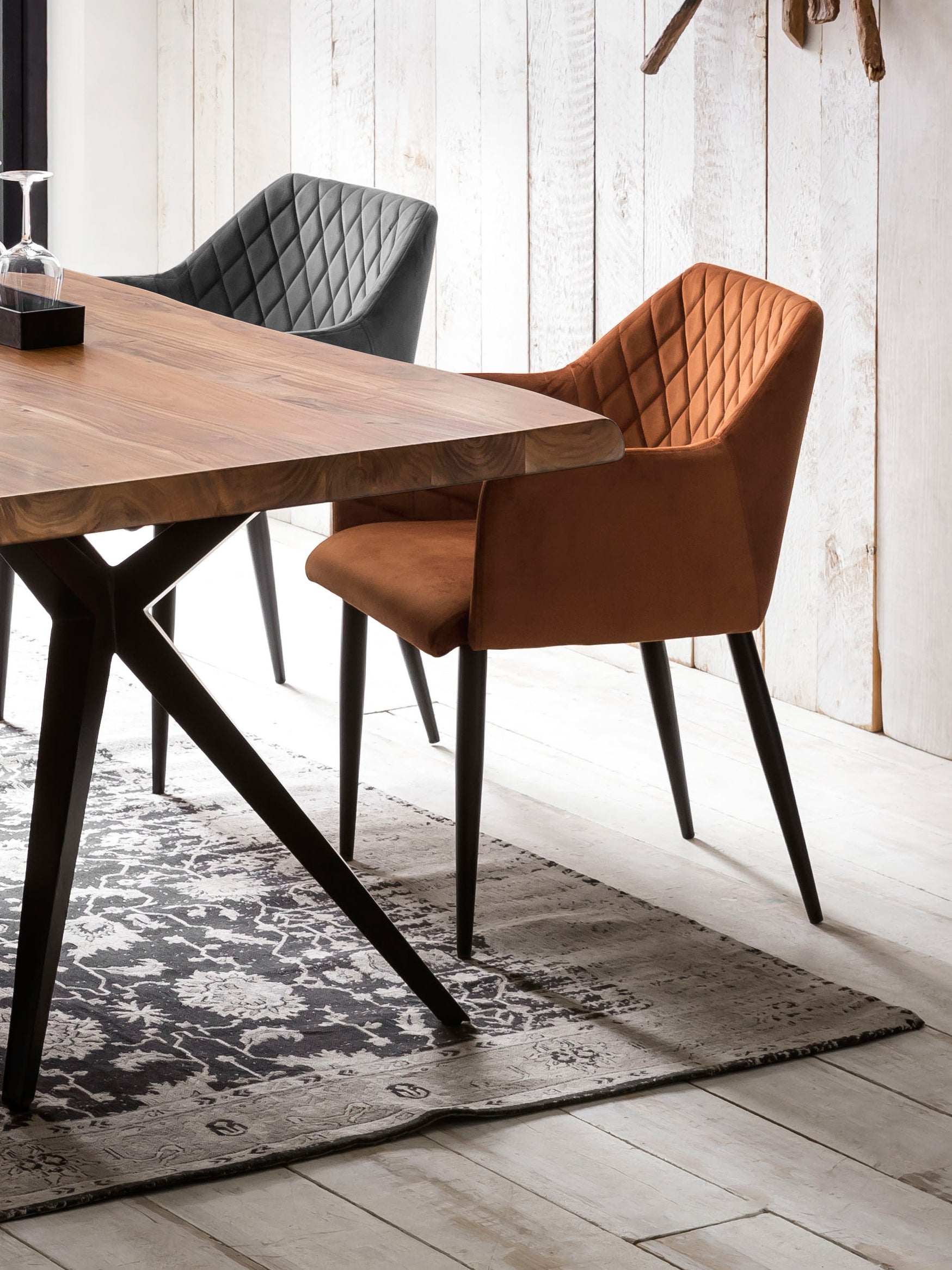 SIT&CHAIRS Armlehnstuhl, 2er-Set – Gestell schwarz, Bezug dunkelgrau – Bild 9