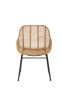 RATTAN Armlehnstuhl, 2er-Set – Natur, Gestell antikschwarz