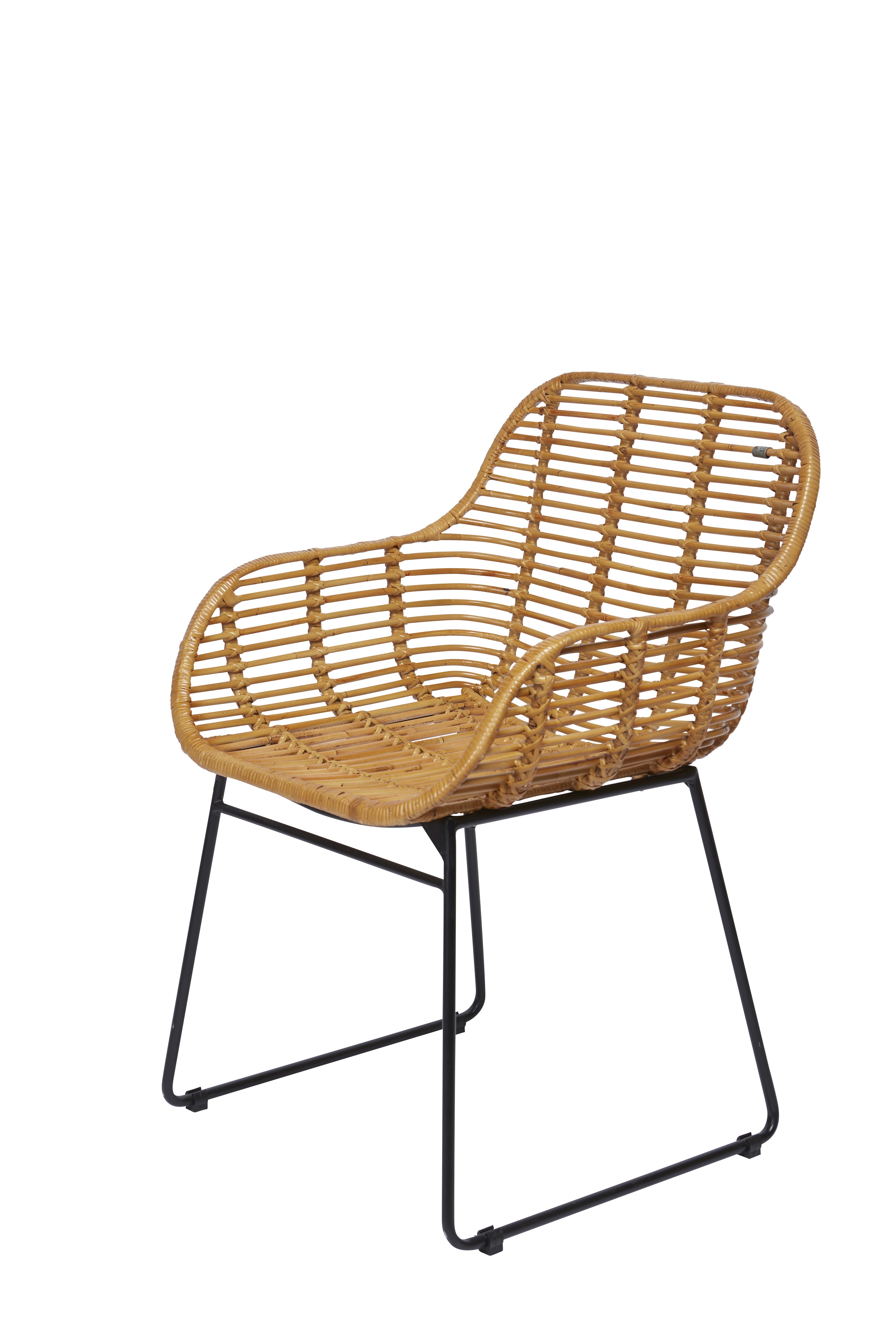 RATTAN Armlehnstuhl, 2er-Set – Natur, Gestell antikschwarz – Bild 2