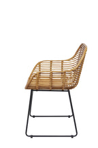 RATTAN Armlehnstuhl, 2er-Set – Natur, Gestell antikschwarz – Bild 3