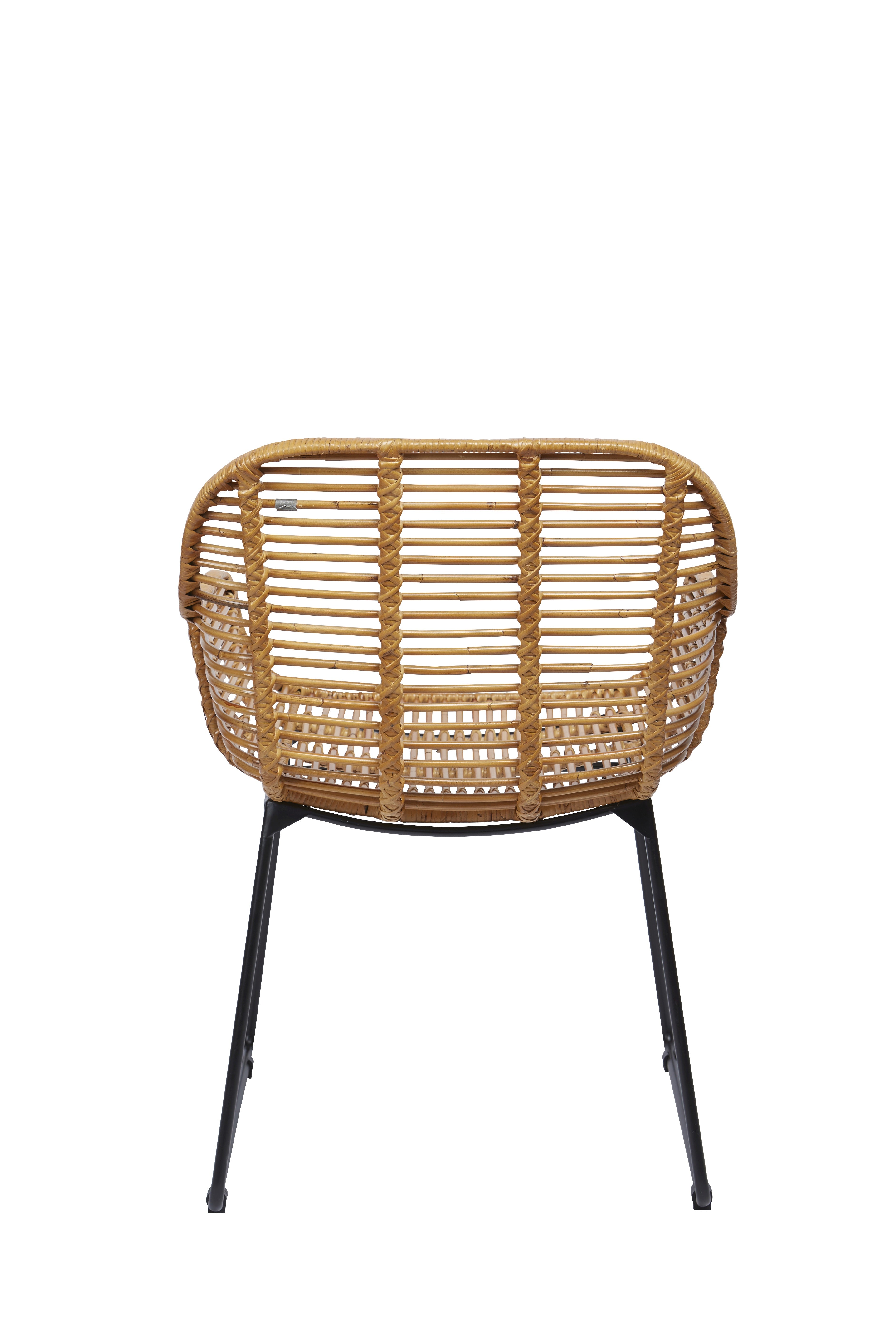 RATTAN Armlehnstuhl, 2er-Set – Natur, Gestell antikschwarz – Bild 4