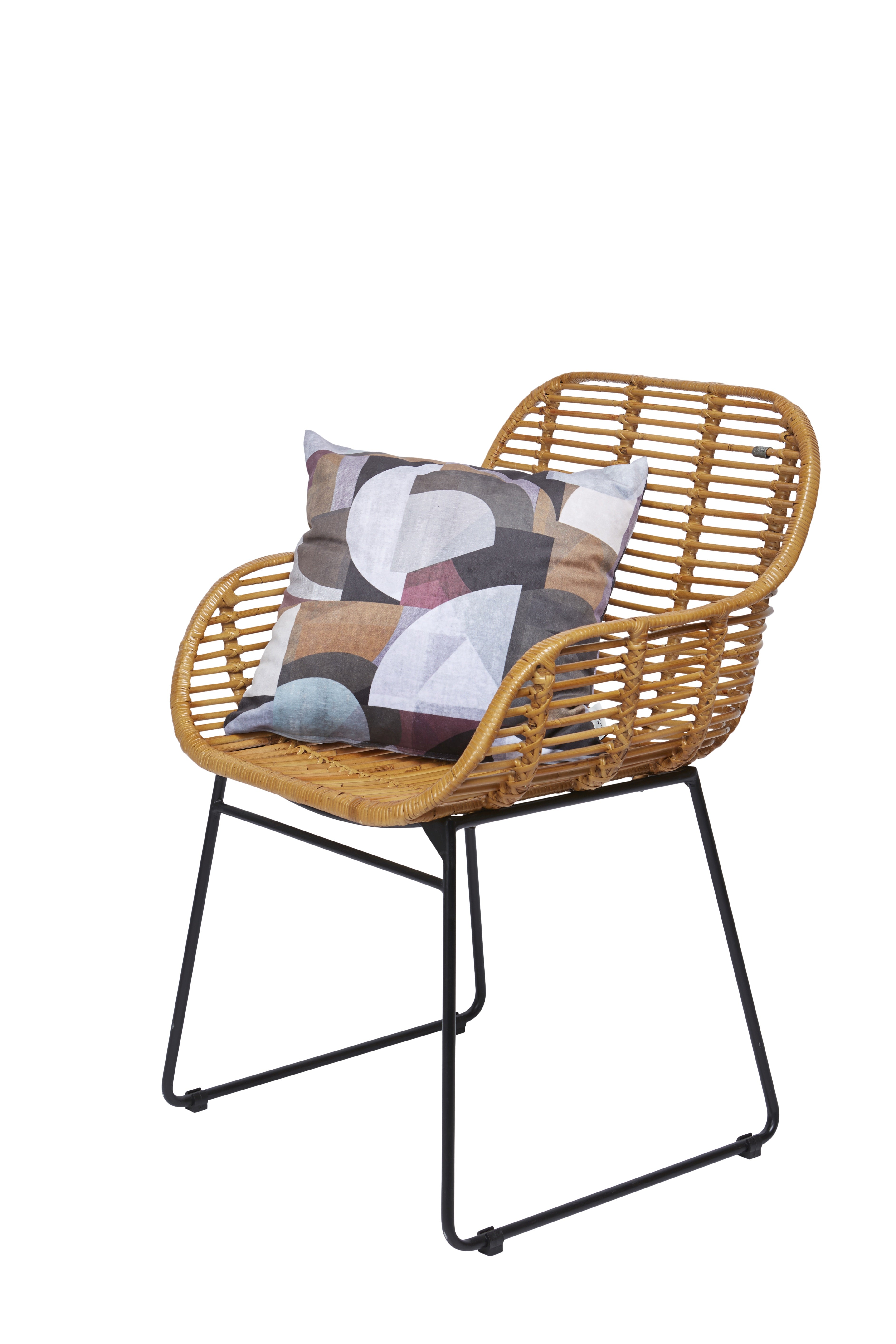 RATTAN Armlehnstuhl, 2er-Set – Natur, Gestell antikschwarz – Bild 7