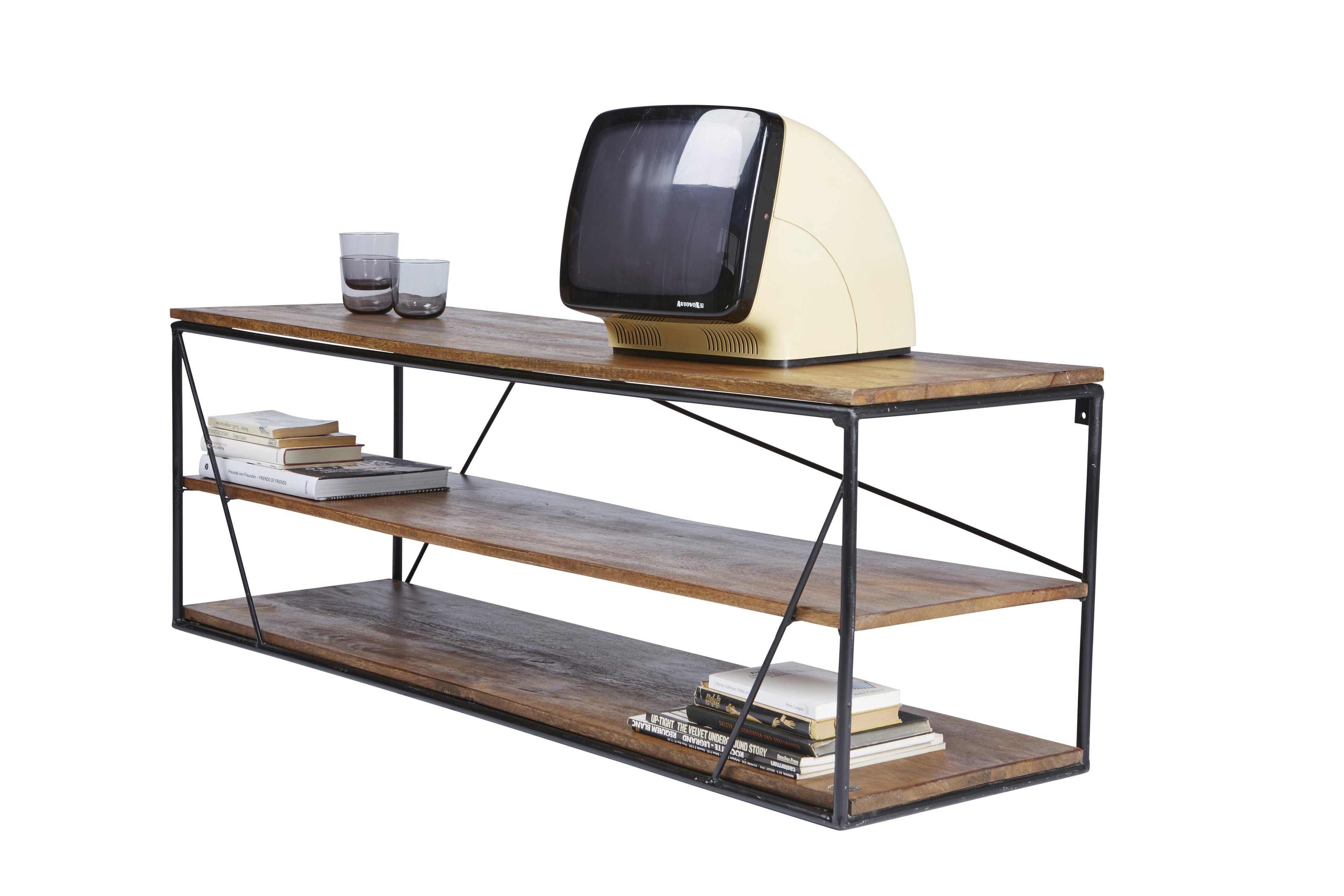 TAYLOR Lowboard – Gestell schwarz, Böden antikbraun – Bild 9