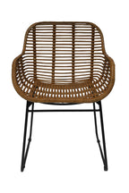 RATTAN Armlehnstuhl, 2er-Set – Natur, Gestell antikschwarz – Bild 8