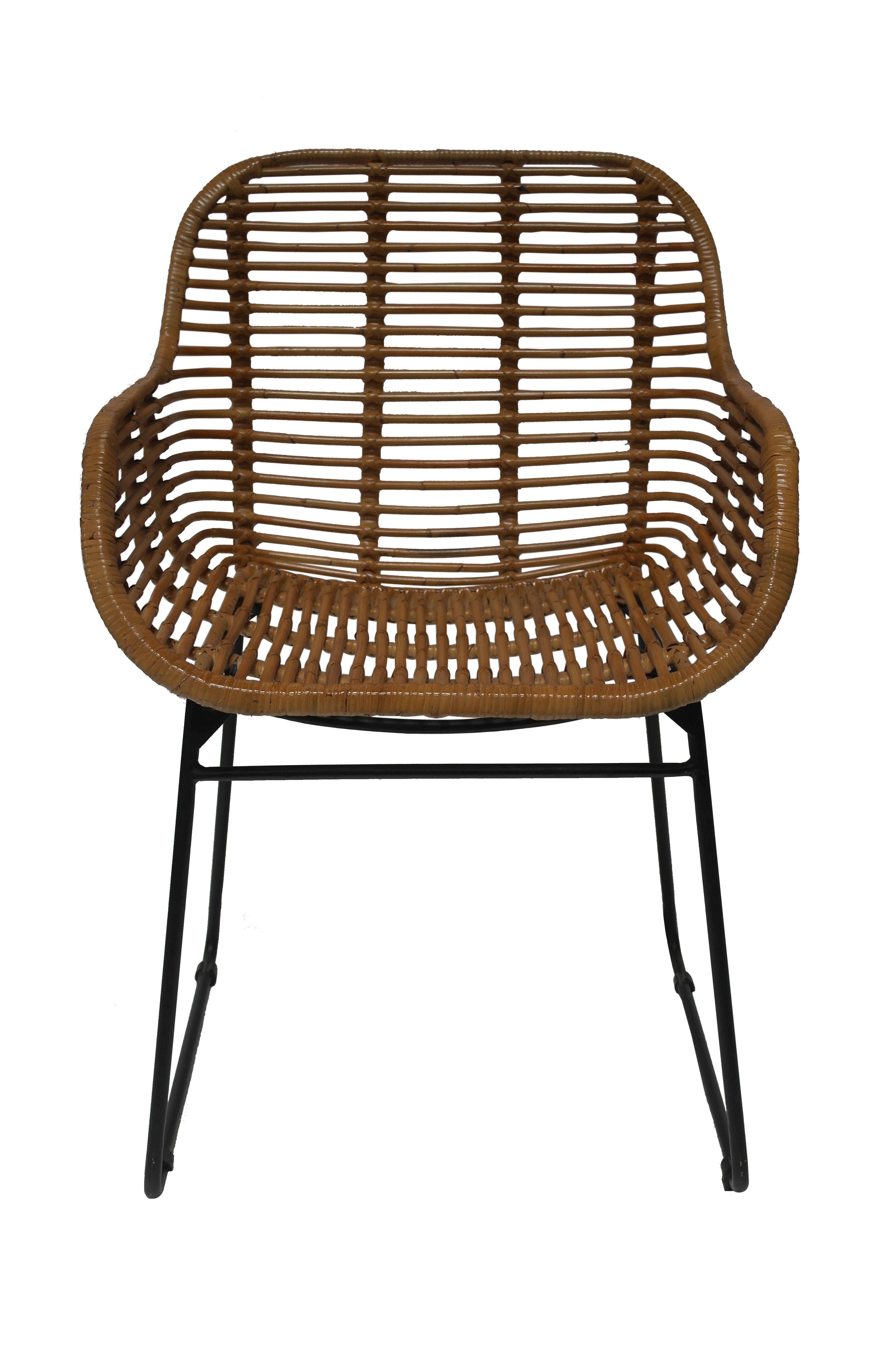 RATTAN Armlehnstuhl, 2er-Set – Natur, Gestell antikschwarz – Bild 8