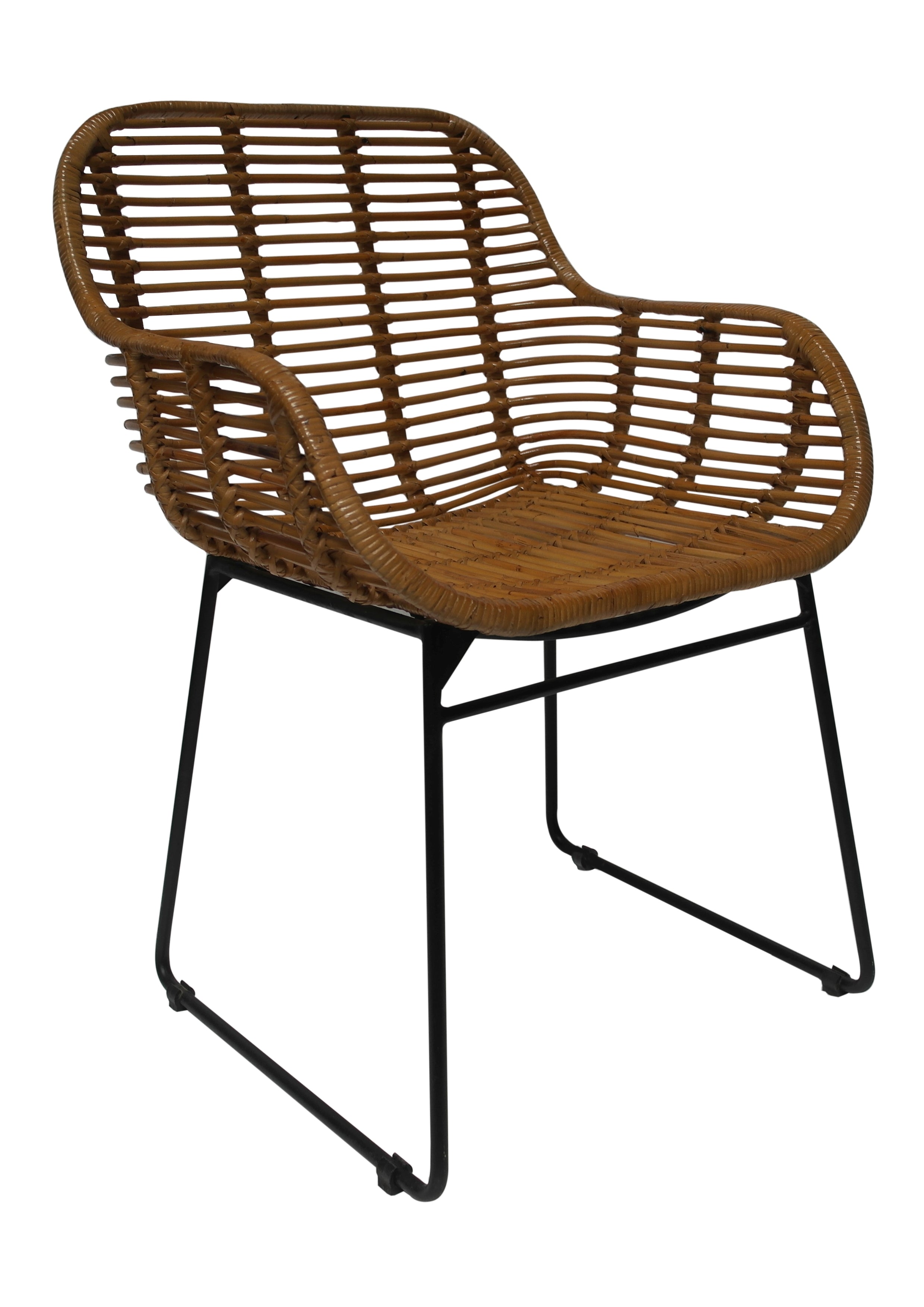 RATTAN Armlehnstuhl, 2er-Set – Natur, Gestell antikschwarz – Bild 10